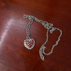 Heart Pendant Necklace with Red Accents